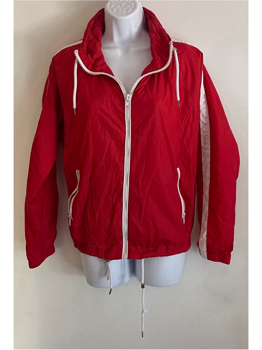Forever 21 Red Bomber Jacket with White Trim